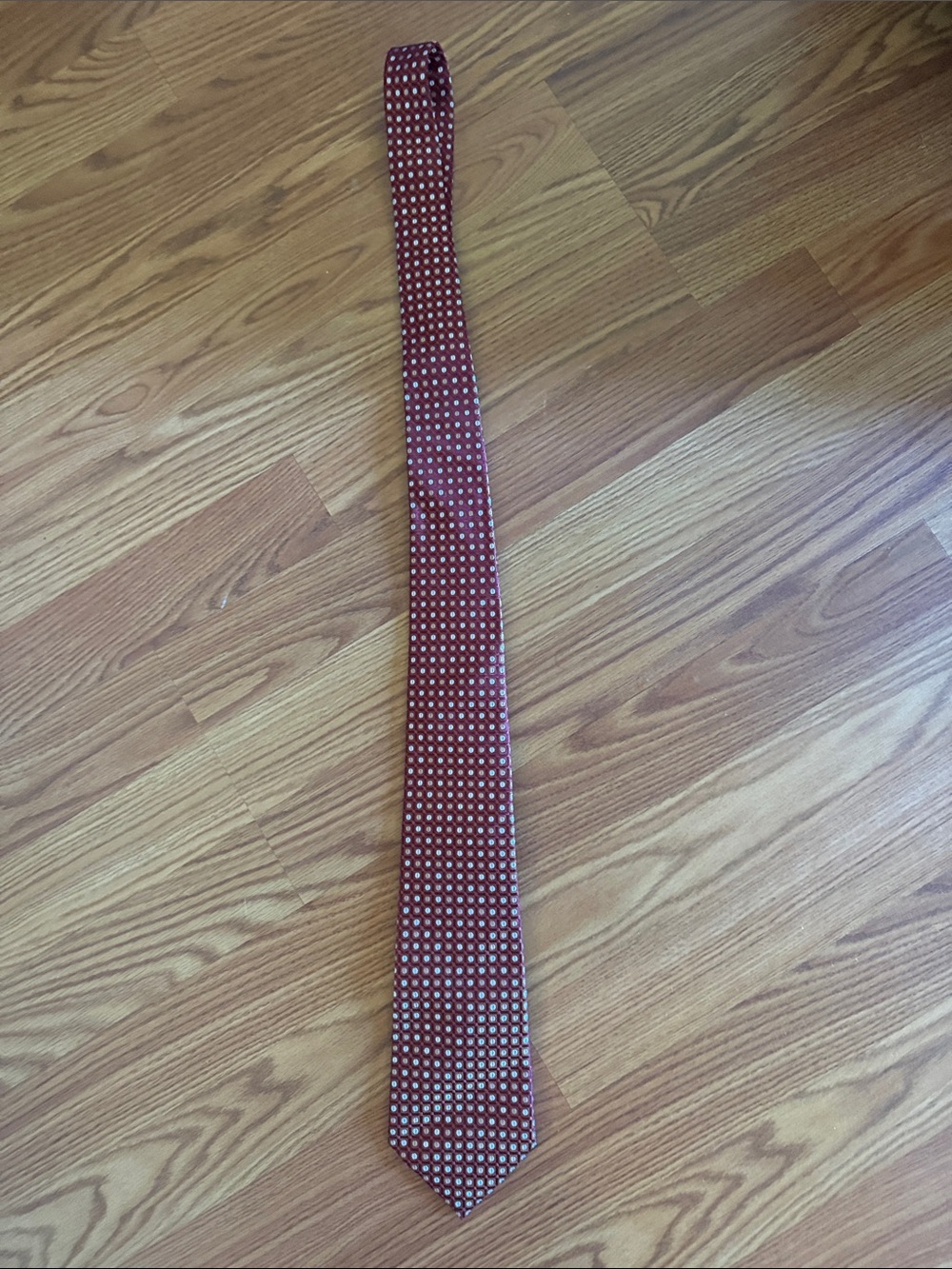 Saks Fifth Avenue Burgundy Tie with Small Dot Pattern